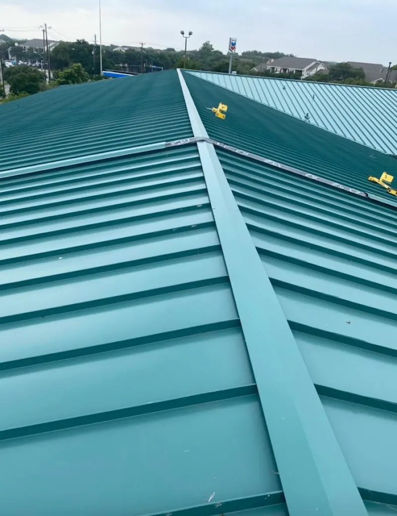 Green commercial metal roof ridge and valley for Metal Roof Repair in Zephyrhills West